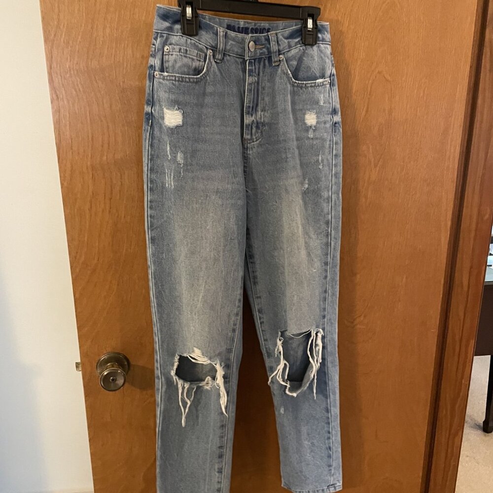 Blue Spice Premium High Waist Mom Jeans Ankle Length Stretch Flex Waistband 0